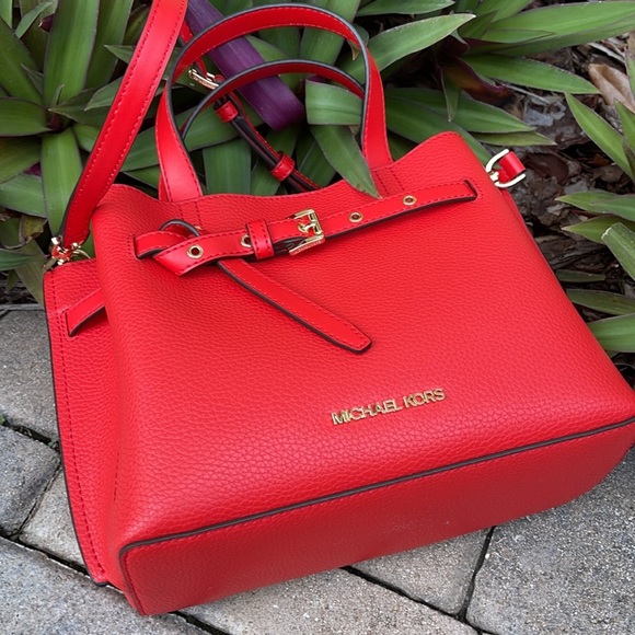 MICHAEL KORS EMILIA SMALL SATCHEL DARK SANGRIA - Picture 15 of 16